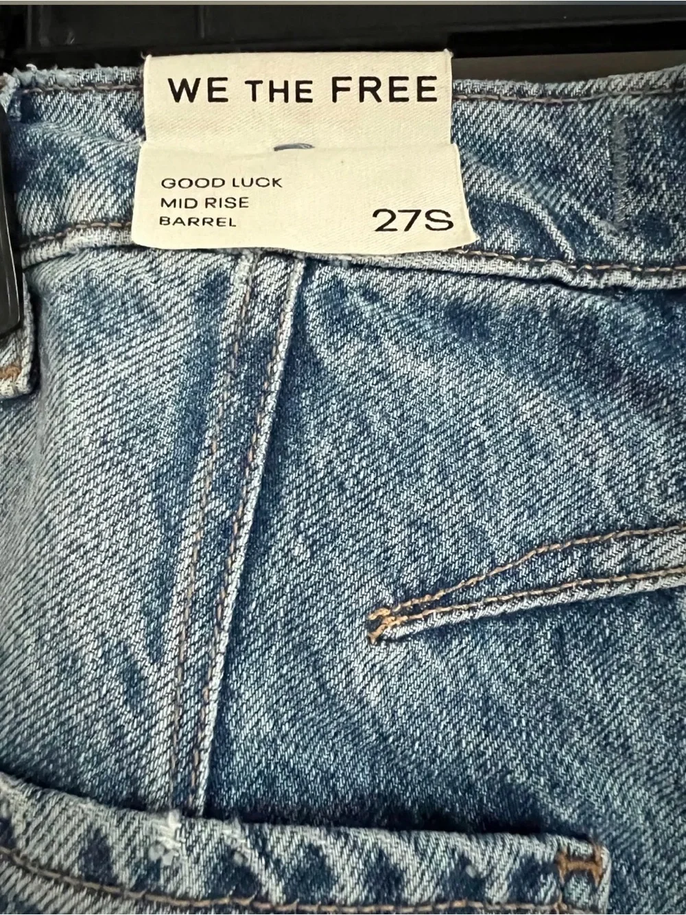 We The Free Good Luck Mid-Rise Barrel Jeans in Ultra Light Beam in 27S NWT